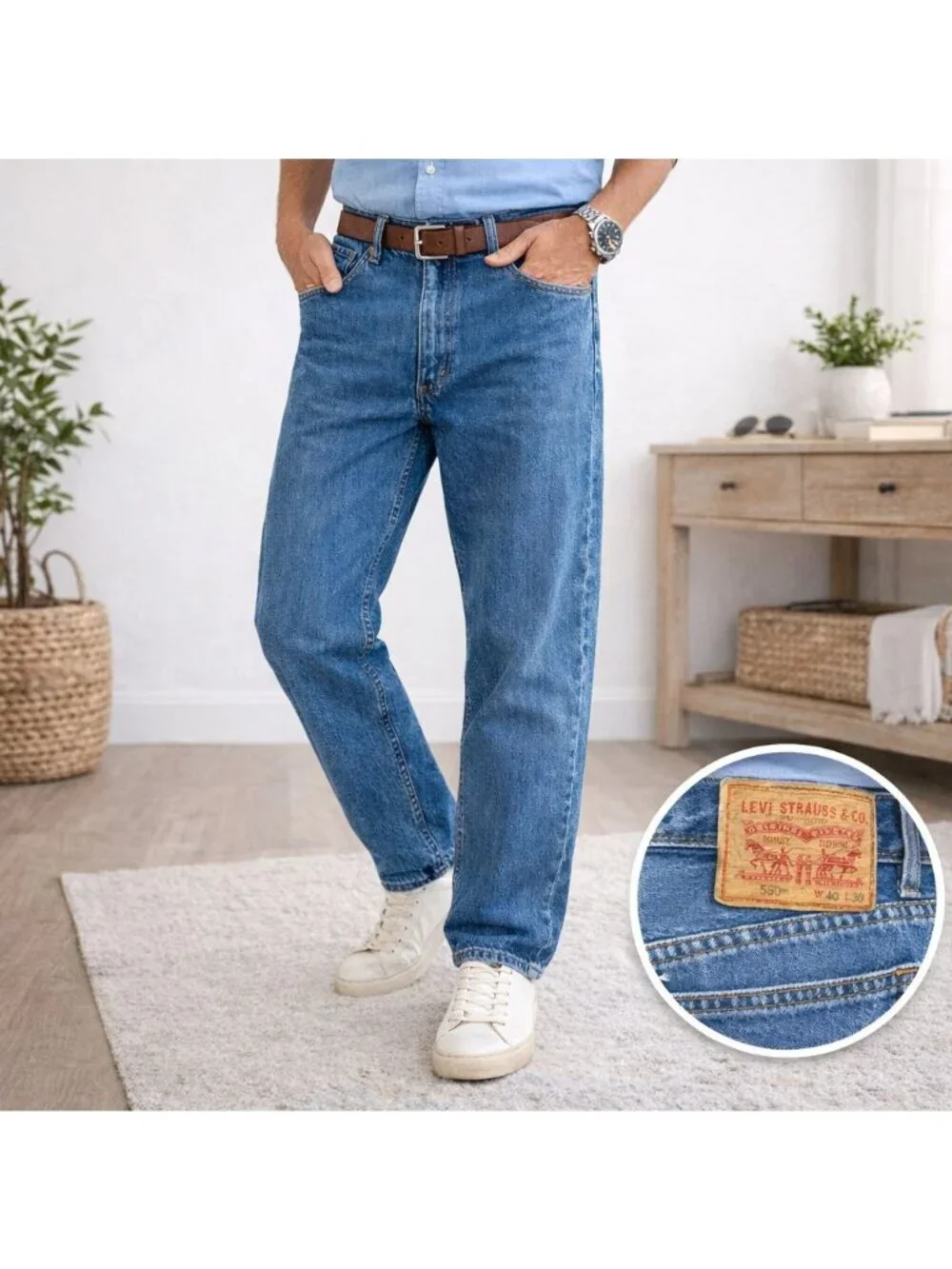 Levis Men 550 Relaxed Taper Jean Med Wash 100% Cotton Denim Size W40 L30